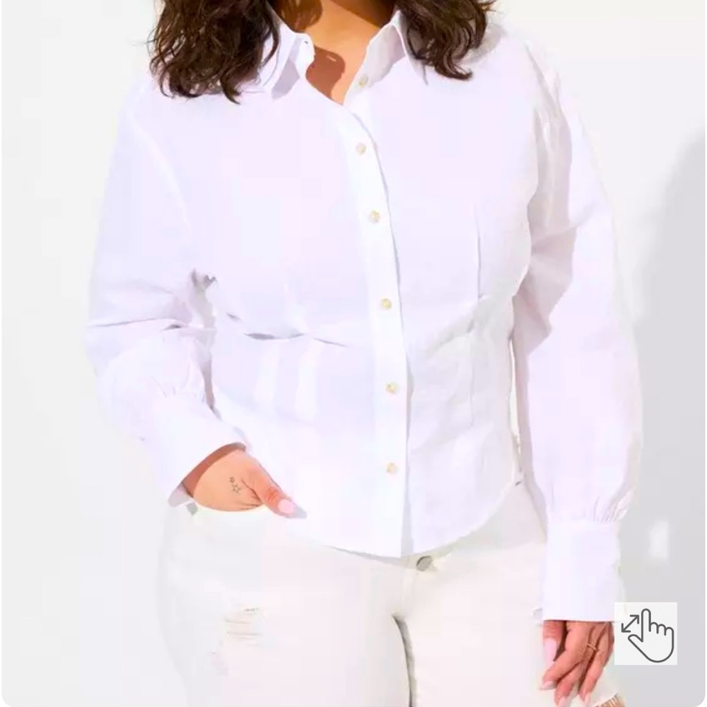 Torrid Cotton Crop Button Up Shirt